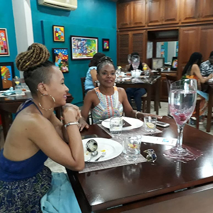 Lady diners, Aroma Culinary Studio, Trinidad