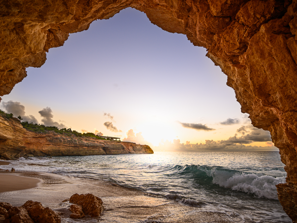 The Arch in Anguilla at sunset