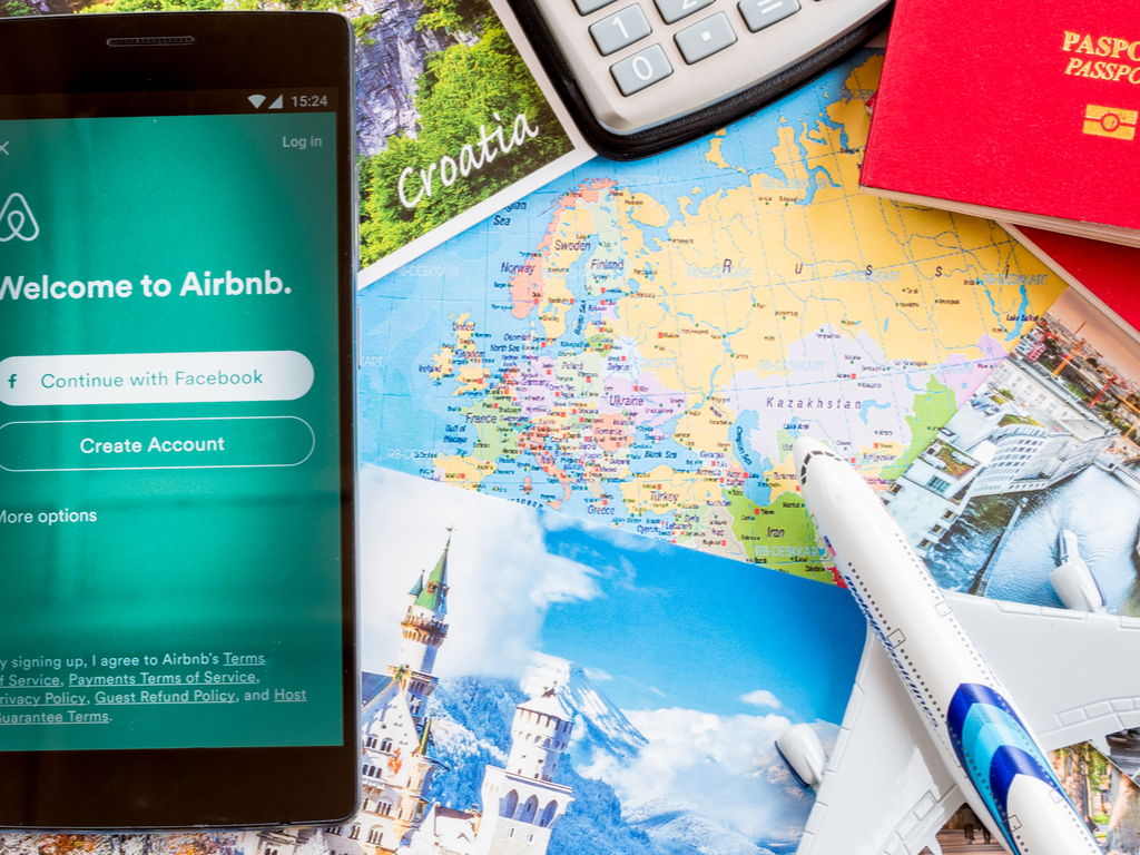 A map showing that the world is available to AirBnB travel experience goers via app